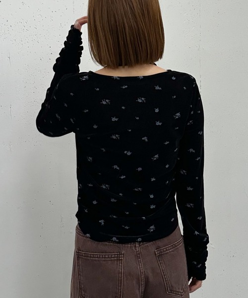 archives（アルシーヴ） tシャツ 花柄シアーベロアTOPS レディース