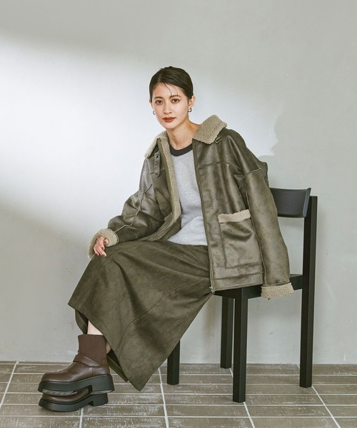 LAKOLE（ラコレ） ムートンコート ボアコート フェイクムートン