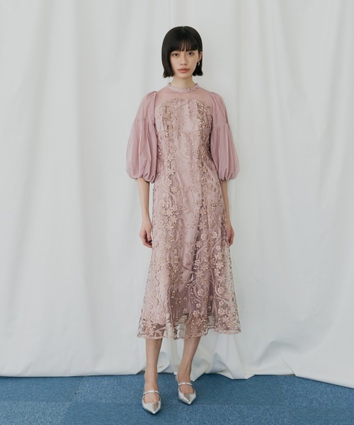 ANDRESD ドレス フローラルパターンフレアドレス / floral pattern