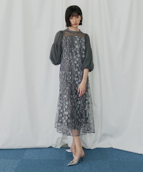 ANDRESD ドレス フローラルパターンフレアドレス / floral pattern