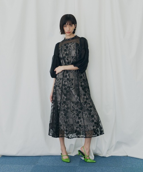 ANDRESD ドレス フローラルパターンフレアドレス / floral pattern