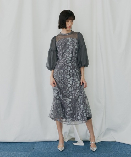 ANDRESD ドレス フローラルパターンフレアドレス / floral pattern