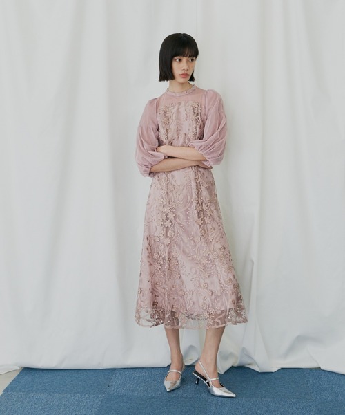 ANDRESD ドレス フローラルパターンフレアドレス / floral pattern