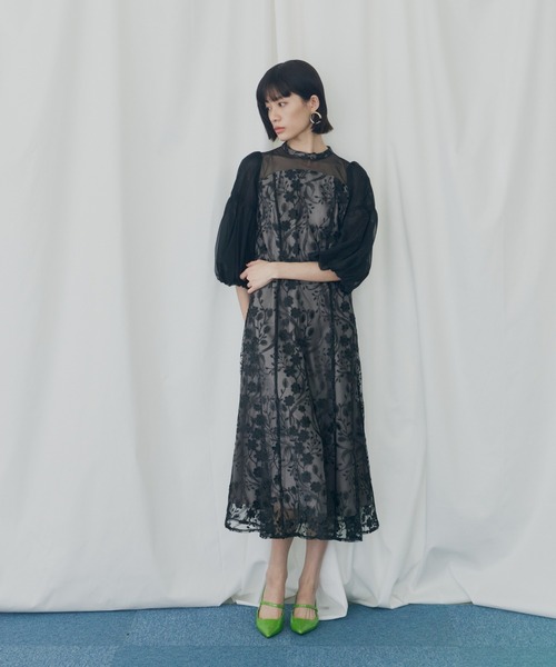 ANDRESD ドレス フローラルパターンフレアドレス / floral pattern