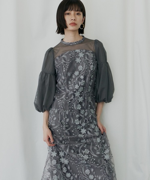 ANDRESD ドレス フローラルパターンフレアドレス / floral pattern