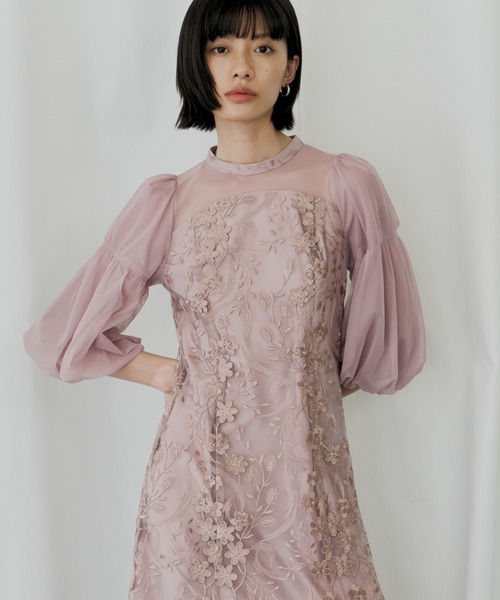 Andresd オケーションドレス　ピンク ANDRESD ドレス フローラルパターンフレアドレス / floral pattern