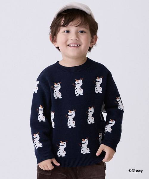 petit main ニット セーター 「Disney」オラフ/総柄ニット キッズ 子供