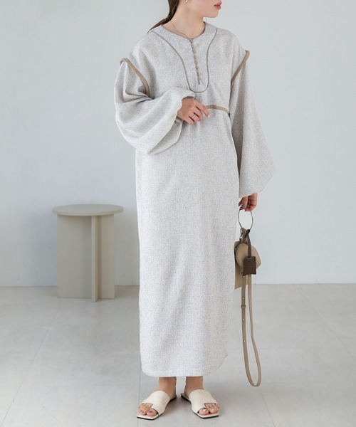 「Bab」 長袖ワンピース S ベージュ レディース_画像2