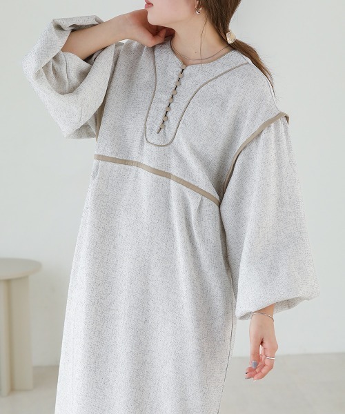 「Bab」 長袖ワンピース S ベージュ レディース_画像3