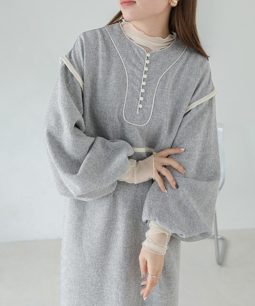 「Bab」 長袖ワンピース S ベージュ レディース_画像7