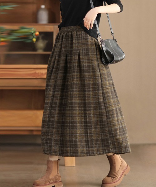スカート チェック柄タックスカート : ZOZOTOWN Yahoo!店 - 通販