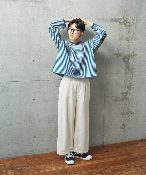 PAR ICI（パーリッシィ） tシャツ ボーダー配色バインダー 長袖BIG