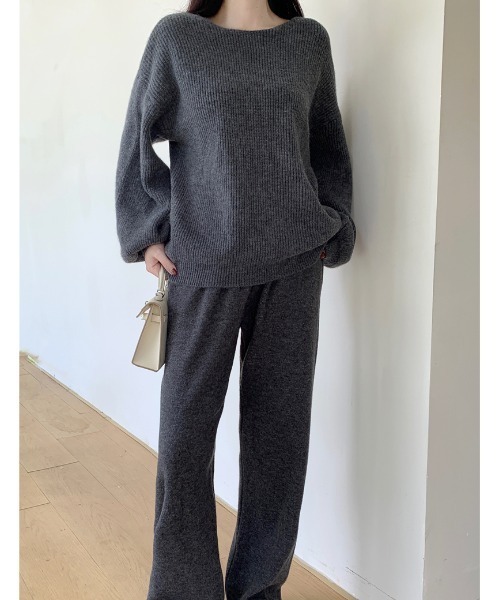 FAVORITO セットアップ ニットトップスワイドパンツセットアップ