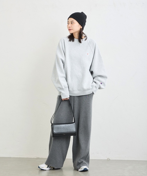 「Champion」 スウェットカットソー LARGE ネイビー レディースの画像