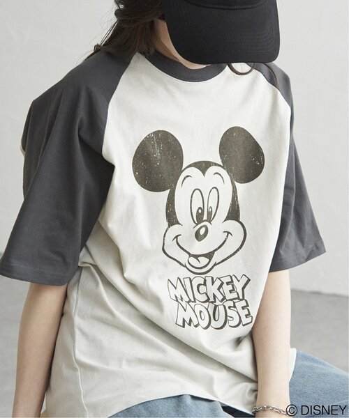 MICKEY MOUSE（ミッキーマウス） tシャツ USED風フェイスプリントT