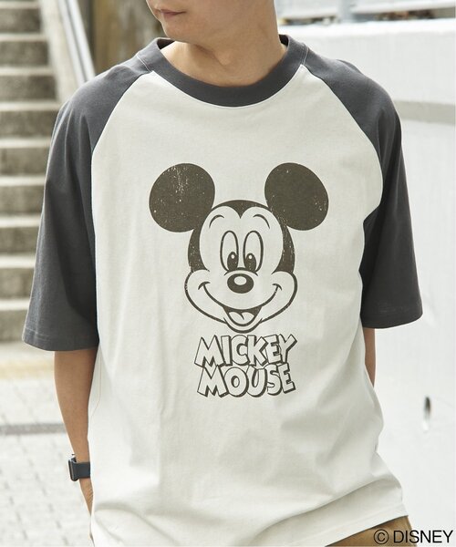 Disney Mickey ミッキーマウス　Tシャツ レゲエベージュ S MICKEY MOUSE（ミッキーマウス） tシャツ USED風フェイスプリントT