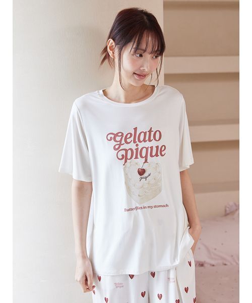 パジャマ ルームウェア 「接触冷感」ケーキワンポイントTシャツ レディースの画像