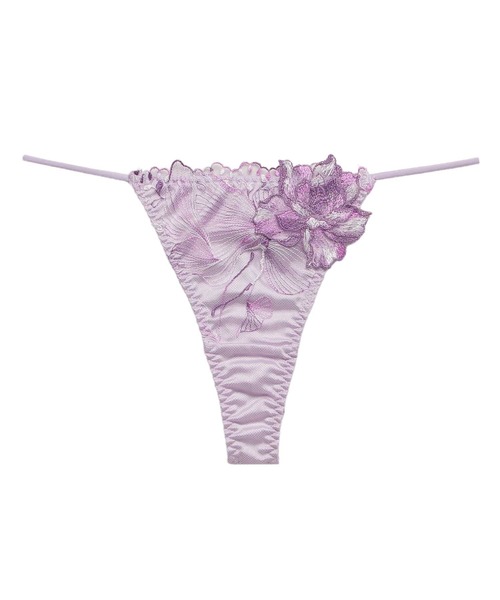 ラヴィジュール パープル花柄ブラジャーソングショーツセット RAVIJOUR（ラヴィジュール） ショーツ オーバーフラワー エンブロイ