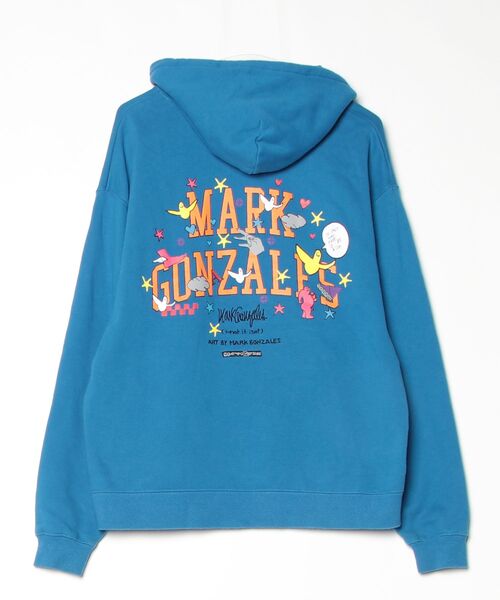 「Mark Gonzales」 ワンポイントプルオーバーパーカー FREE ブルー レディース_画像2