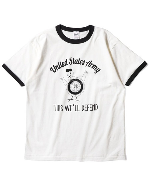 HOUSTON（ヒューストン） tシャツ リンガーTシャツ(U.S.ARMY) メンズ