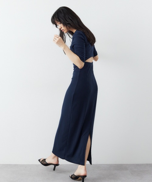 「HANNE」 半袖ワンピース FREE ネイビー レディース_画像8