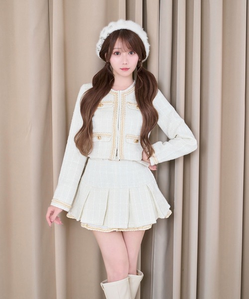 セットアップ Tweed jacket＆mini sk set レディース