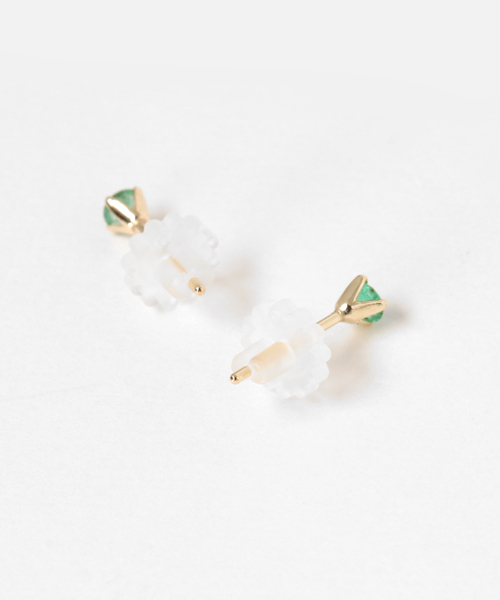 エメラルド♡トライアングル【ソーイ】K10 天然石 片耳ピアス☆アガット 好きも エメラルド♡トライアングル【ソーイ】K10 天然石 片耳ピアス