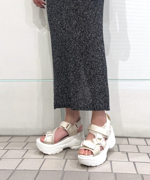 R＆E サンダル 「R＆E」wee willie ベルクロベルテッド厚底