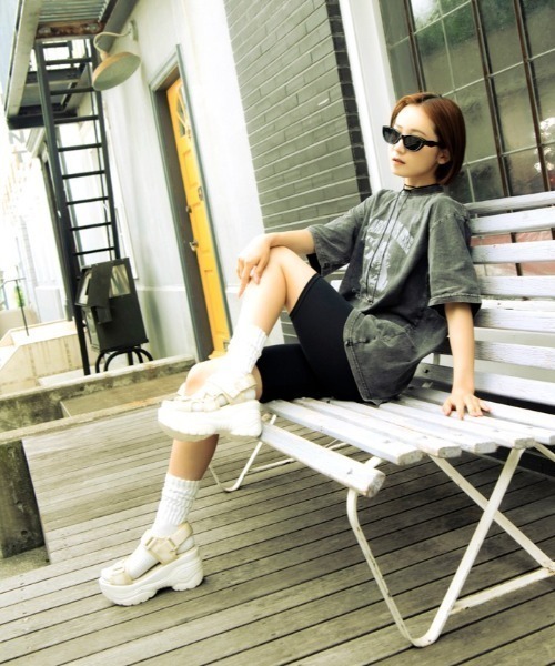 R＆E サンダル 「R＆E」wee willie ベルクロベルテッド厚底