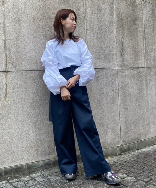 emmi チノパン 「emmi atelier」サイドベルトチノパンツ