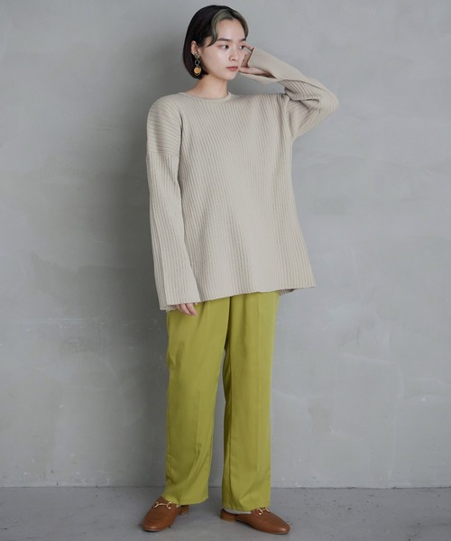 Fashion Letter ニット セーター 12G バックスリットニット