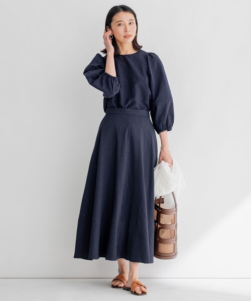 23区 スカート 「セットアップ対応」リネンレーヨンストレッチ
