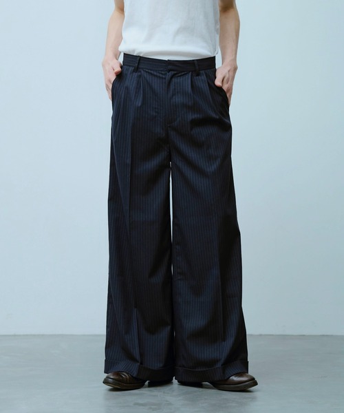 【超ポイントバック祭】 wood Camphor スラックス 2タック / slacks baggy wide 2tuck スーツ