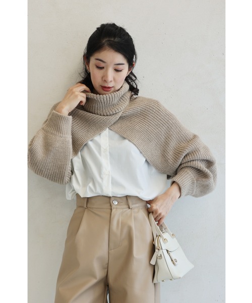 【ROA】c-boy style ニットポロシャツ ケーブル編み 短丈 ベージュ ROA】c-boy style ニットポロシャツ ケーブル編み 短丈 ベージュ