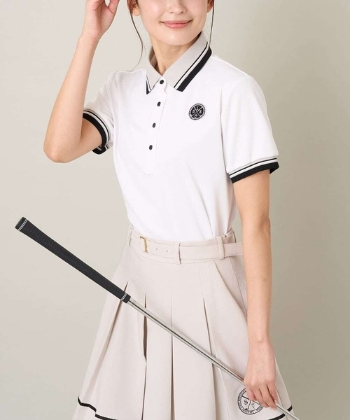レディースゴルフウェア　ラインリブポロシャツ a.v.v tシャツ レディースゴルフウエア ラインリブポロシャツ