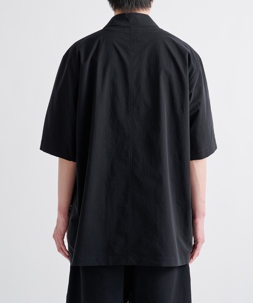 ATON ブラック ボタン付き長袖シャツ　アローズ 別注　エイトン ATON シャツ 「ATON/エイトン」別注 STRETCH WOOLY NYLON S/S