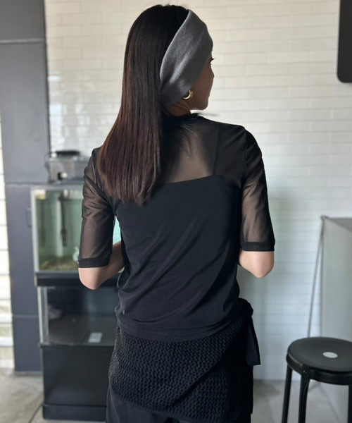 Kotoe tシャツ シアートップス シースルーカットソー 五分袖
