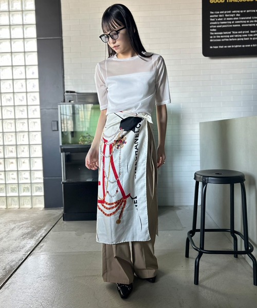 tシャツ 五分袖シアーTシャツ レディース Kotoe tシャツ シアートップス シースルーカットソー 五分袖