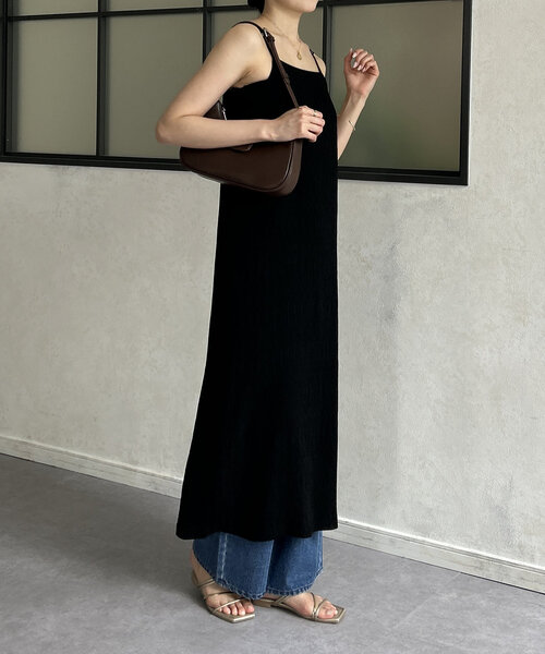 Thevon ワンピース ワッシャージャガードナローキャミワンピース