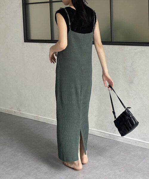 Thevon ワンピース ワッシャージャガードナローキャミワンピース