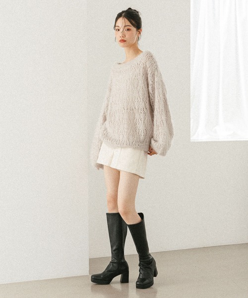 スクエアストレッチロングブーツ Heather ブーツ スクエアストレッチロングブーツ 138307