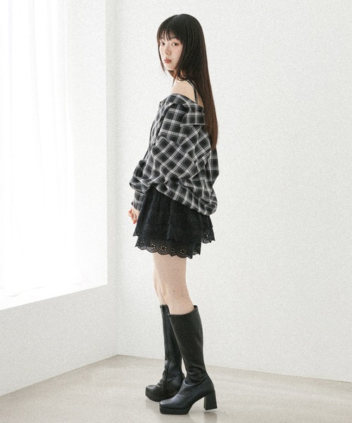スクエアストレッチロングブーツ Heather ブーツ スクエアストレッチロングブーツ 138307