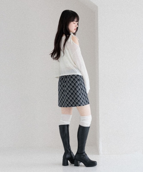Heather ロングブーツ スクエアトゥ Heather ブーツ スクエアストレッチロングブーツ 138307