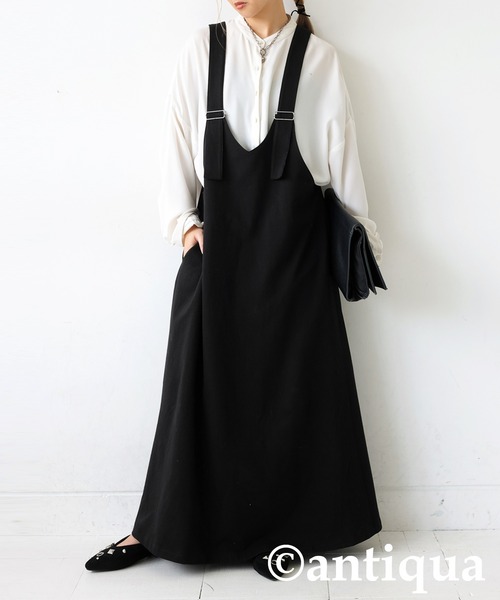 SALE【antipua】サロペットワンピ antiqua（アンティカ） ワンピース 裏毛サロペットワンピース