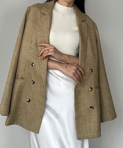 Louere ジャケット テーラードジャケット リネンライクシャツ