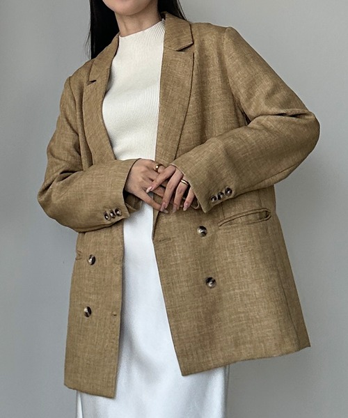 Louere リネンライクシャツジャケット Louere ジャケット テーラードジャケット リネンライクシャツ