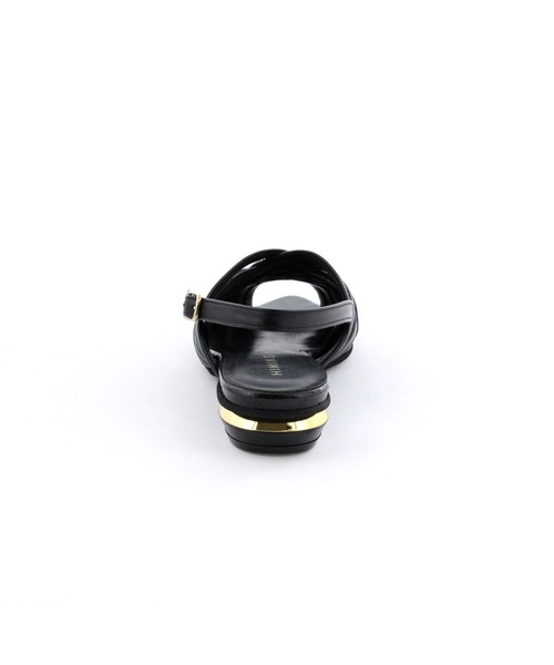HIMIKO ヒミコ ゴールドパーツフラットサンダル ブラック 24.5㎝ ヒミコ 卑弥呼 ゴールドパーツフラットサンダル/641228