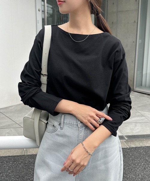 andme（アンドミー） tシャツ ボートネック長袖トップス レディース