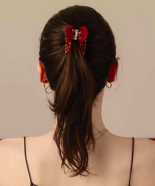 ストーン付きベージュヘアクリップ 約7.5cm 4本セット お花 ヘアクリップ 可愛い 輝きヘアピン 簡単 髪飾り