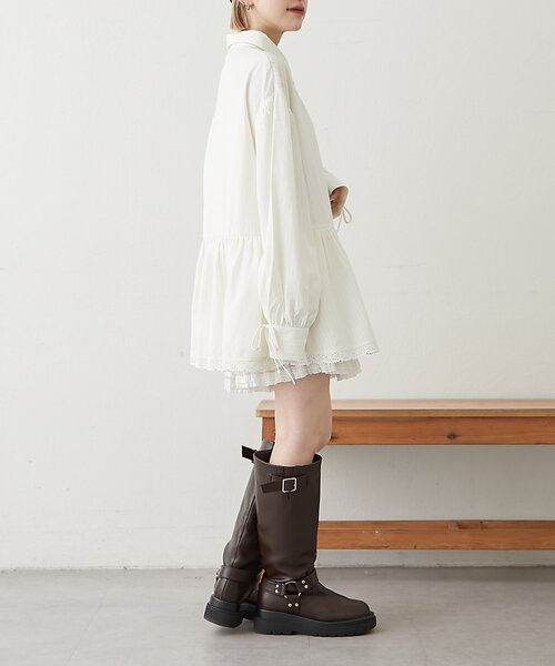 w closet ブラウス シャツ ストライプミニワンピースシャツ